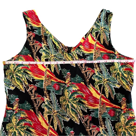 Tiki Girl 100% Silk Tropical Sleeveless Dress Coverup Size Lg Hawaiian - Picture 7 of 11